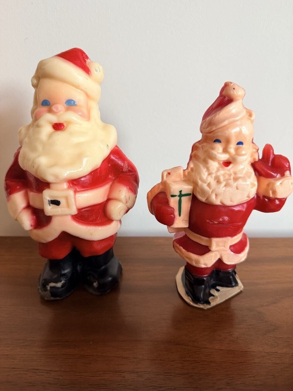 Vintage Lot Of 50s Gurley Santa Claus Christmas Candles Waving Blue Eyes Smiling